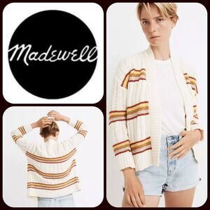 Madewell open cardigan striped diaz sweater womens size small